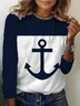 Women's Anchor Long Sleeve Tee T-shirt Crew Neck Printing Casual Spring/Fall Graphic Tee Top