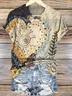 Women's Geometric Short Sleeve Tee T-shirt Crew Neck Vintage Summer Top