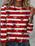 Women's Striped Long Sleeve Tee T-shirt Crew Neck Printing Casual Spring/Fall Graphic Tee Top
