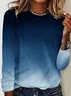 Women's Ombre Long Sleeve Tee T-shirt Crew Neck Printing Casual Spring/Fall Graphic Tee Top