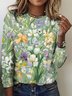 Women Floral Long Sleeve Tee T-shirt Crew Neck Casual Spring/Fall Top