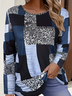 Women's Abstract Plaid Long Sleeve Tee T-shirt Crew Neck Printing Casual Spring/Fall Graphic Tee Top
