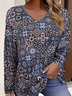 Women's Floral Long Sleeve Tee T-shirt V Neck Printing Casual Spring/Fall Graphic Tee Top