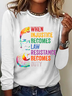 Women's Text Letters Long Sleeve Blouse_ Spring/Fall Crew Neck Daily Casual Top