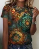 Women's Abstract Short Sleeve Tee T-shirt Crew Neck Casual Summer Top