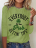 Women's Text Letters Long Sleeve Tee T-shirt Crew Neck Printing Casual Spring/Fall Graphic Tee Top