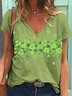 Women's Shamrock Short Sleeve Tee T-shirt V Neck Floral Casual Summer Graphic Tee Top
