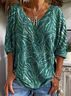 Women's Floral Long Sleeve Tee T-shirt V Neck Printing Casual Spring/Fall Graphic Tee Top