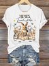 Women's Animal Short Sleeve Tee T-shirt Crew Neck Casual Summer Top
