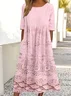 Women's Gradient Pattern Half Sleeve Summer Dress Crew Neck Daily Vintage Maxi Shirt Dress A-Line Dress