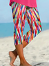 Women's Abstract Capris Elastic Waist Pant Casual Summer Trousers