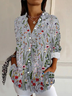 Women's Floral Long Sleeve Shirt Spring/Fall Buckle Shirt Collar Daily Casual Top