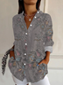 Women's Floral Long Sleeve Shirt Spring/Fall Buckle Shirt Collar Daily Casual Top