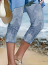 Women's Floral Capris Elastic Waist Pant Casual Summer Trousers