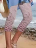 Women's Floral Capris Elastic Waist Pant Casual Summer Trousers