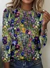 Women's Floral Long Sleeve Tee T-shirt Crew Neck Casual Spring/Fall Top