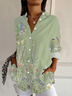 Women's Floral Long Sleeve Shirt Spring/Fall Buckle Shirt Collar Daily Casual Top