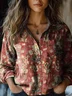 Women's Floral Long Sleeve Shirt Spring/Fall Shirt Collar Daily Vintage Top