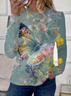 Women's Floral Long Sleeve Tee T-shirt Crew Neck Printing Casual Spring/Fall Graphic Tee Top