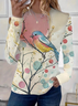 Women's Floral Long Sleeve Tee T-shirt Crew Neck Printing Casual Spring/Fall Graphic Tee Top