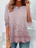 Women's Floral Long Sleeve Tee T-shirt Crew Neck Printing Casual Spring/Fall Graphic Tee Top
