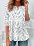 Women's Floral Long Sleeve Tee T-shirt Crew Neck Printing Casual Spring/Fall Graphic Tee Top