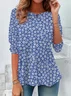 Women's Floral Long Sleeve Tee T-shirt Crew Neck Printing Casual Spring/Fall Graphic Tee Top