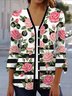 Women's Spring/Fall Outerwear Casual Floral Jersey Shawl Jacket