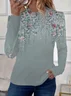 Women's Floral Long Sleeve Tee T-shirt Crew Neck Printing Casual Spring/Fall Graphic Tee Top