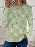 Women's Floral Long Sleeve Tee T-shirt Crew Neck Printing Casual Spring/Fall Graphic Tee Top