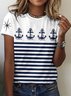Women's Striped Short Sleeve Tee T-shirt Crew Neck Casual Summer Top