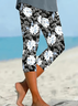 Women's Floral Capris Elastic Waist Pant Casual Summer Trousers