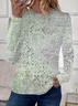Women's Floral Long Sleeve Tee T-shirt Crew Neck Printing Casual Spring/Fall Graphic Tee Top