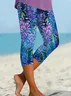 Women's Floral Capris Elastic Waist Pant Casual Summer Trousers