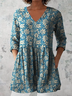 Women's Floral Half Sleeve Blouse_ Summer Printing V Neck Daily Casual Top