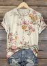 Women's Floral Short Sleeve Tee T-shirt Crew Neck Casual Summer Top