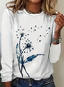 Women's Floral Long Sleeve Tee T-shirt Crew Neck Printing Casual Spring/Fall Graphic Tee Top