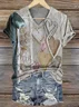 Women's Geometric Short Sleeve Tee T-shirt V Neck Casual Summer Top