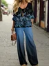 Women's Floral Printing Two-Piece Set Daily Long Sleeve Casual Spring/Fall Top With Pants Matching Set
