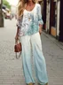 Women's Floral Printing Two-Piece Set Daily Long Sleeve Casual Spring/Fall Top With Pants Matching Set