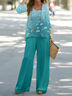 Women's Floral Printing Two-Piece Set Daily Long Sleeve Casual Spring/Fall Top With Pants Matching Set