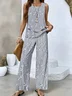 Women 3D Printing Two-Piece Set Daily Sleeveless Casual Summer Top With Pants Matching Set