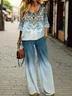 Women's Floral Printing Two-Piece Set Daily Long Sleeve Casual Spring/Fall Top With Pants Matching Set