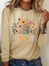 Women's Text Letters Long Sleeve Blouse_ Spring/Fall Crew Neck Daily Casual Top
