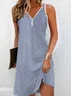 Women's Sleeveless Summer Striped Printing Dress Notched Daily Going Out Casual Mini Tank H-Line Dress