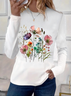 Women's Floral Long Sleeve Tee T-shirt Crew Neck Printing Casual Spring/Fall Graphic Tee Top
