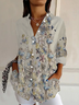 Women's Floral Long Sleeve Shirt Spring/Fall Buckle Shirt Collar Daily Casual Top