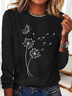 Women's Text Letters Long Sleeve Blouse_ Spring/Fall Crew Neck Daily Casual Top
