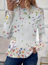 Women's Floral Long Sleeve Tee T-shirt Crew Neck Printing Casual Spring/Fall Graphic Tee Top