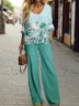 Women's Floral Printing Two-Piece Set Daily Long Sleeve Casual Spring/Fall Top With Pants Matching Set